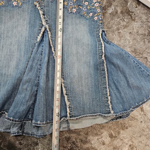 Y2K Candie’s Denim Floral Embroidery Fairycore Retro Skirt - Picture 5 of 8